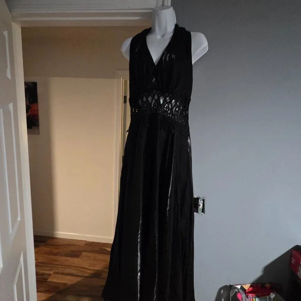 Susan Roselli For Vijack Metallic Black Formal Lace Dress Women Size 12 Vintage - Picture 9 of 12